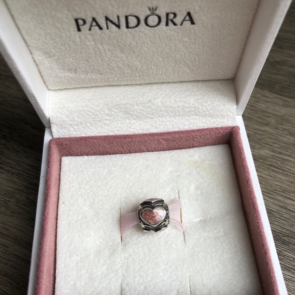Pandora Pink Lacquer Heart Charm - Picture 1 of 2
